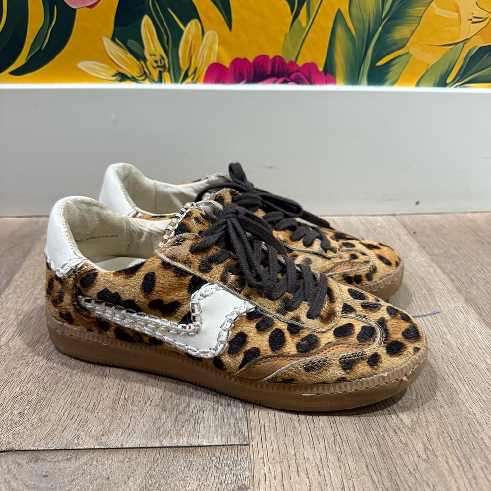 Dolce Vita Leopard Print Sneakers with White and Black Accents
